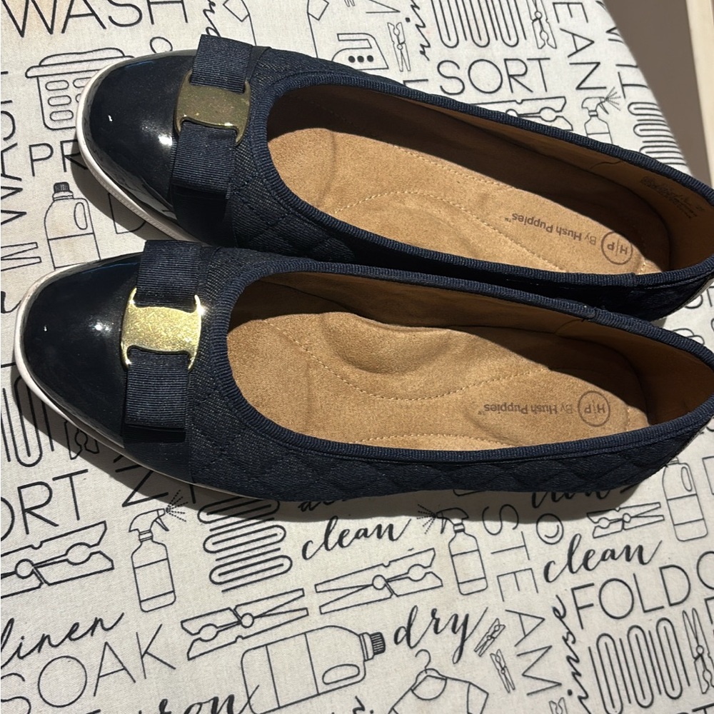 Hush Puppies  Black and Gold Loafers with Elegant Design